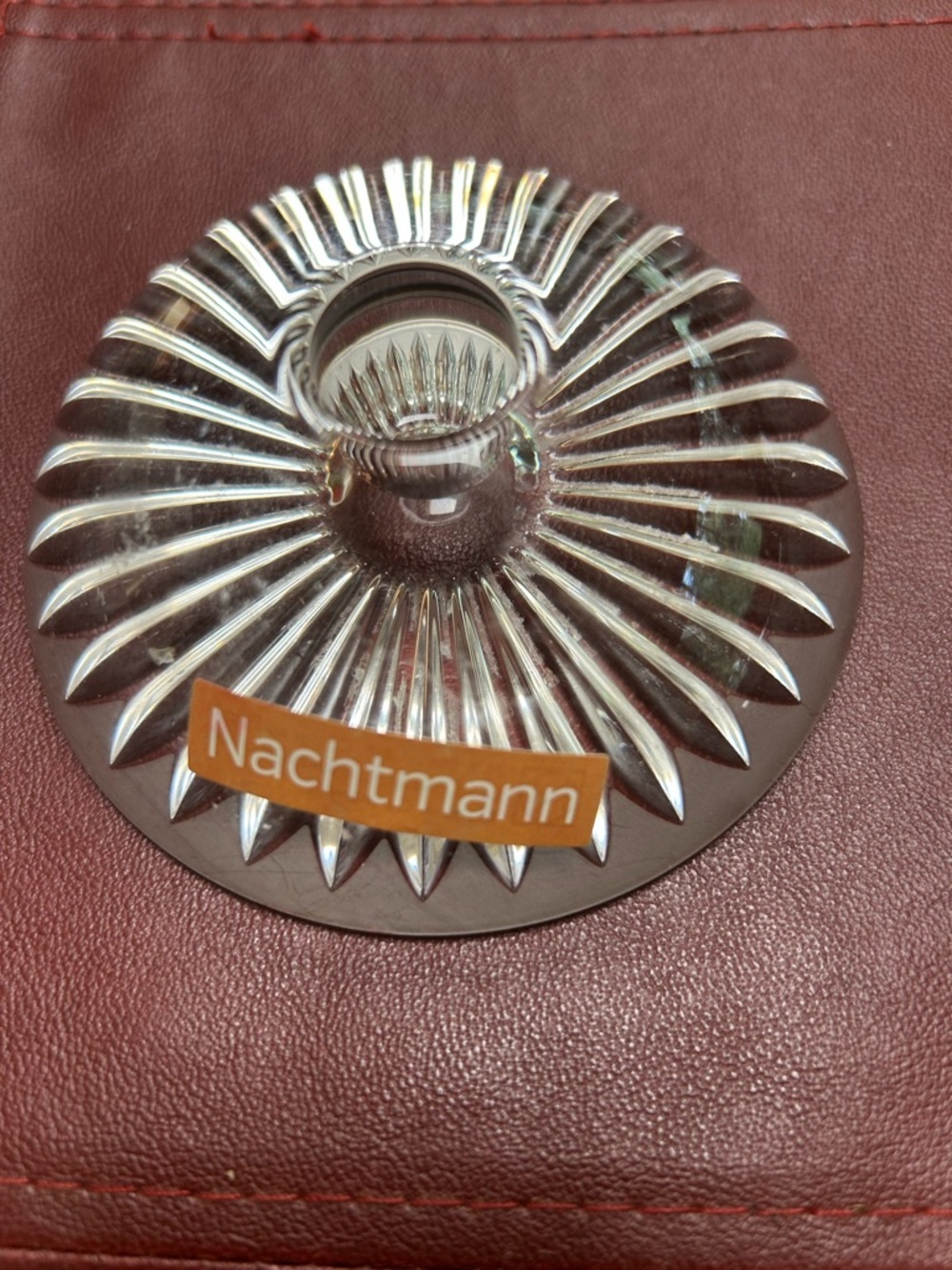 Nachtmann Clear Chrystal Glass Ribbed Candle Holder, New Condition, v heavy.